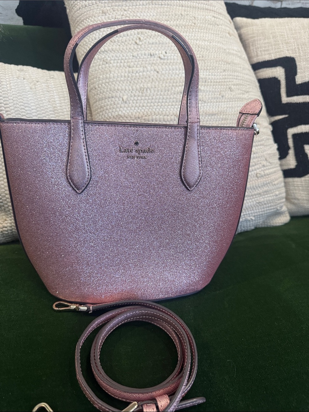 kate spade Pink Glitter Mini Tote with Detachable Strap